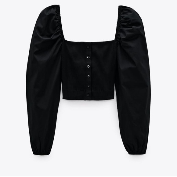 Zara Off the Shoulder Puff Sleeve Corset Top Size L NWT - Picture 3 of 7